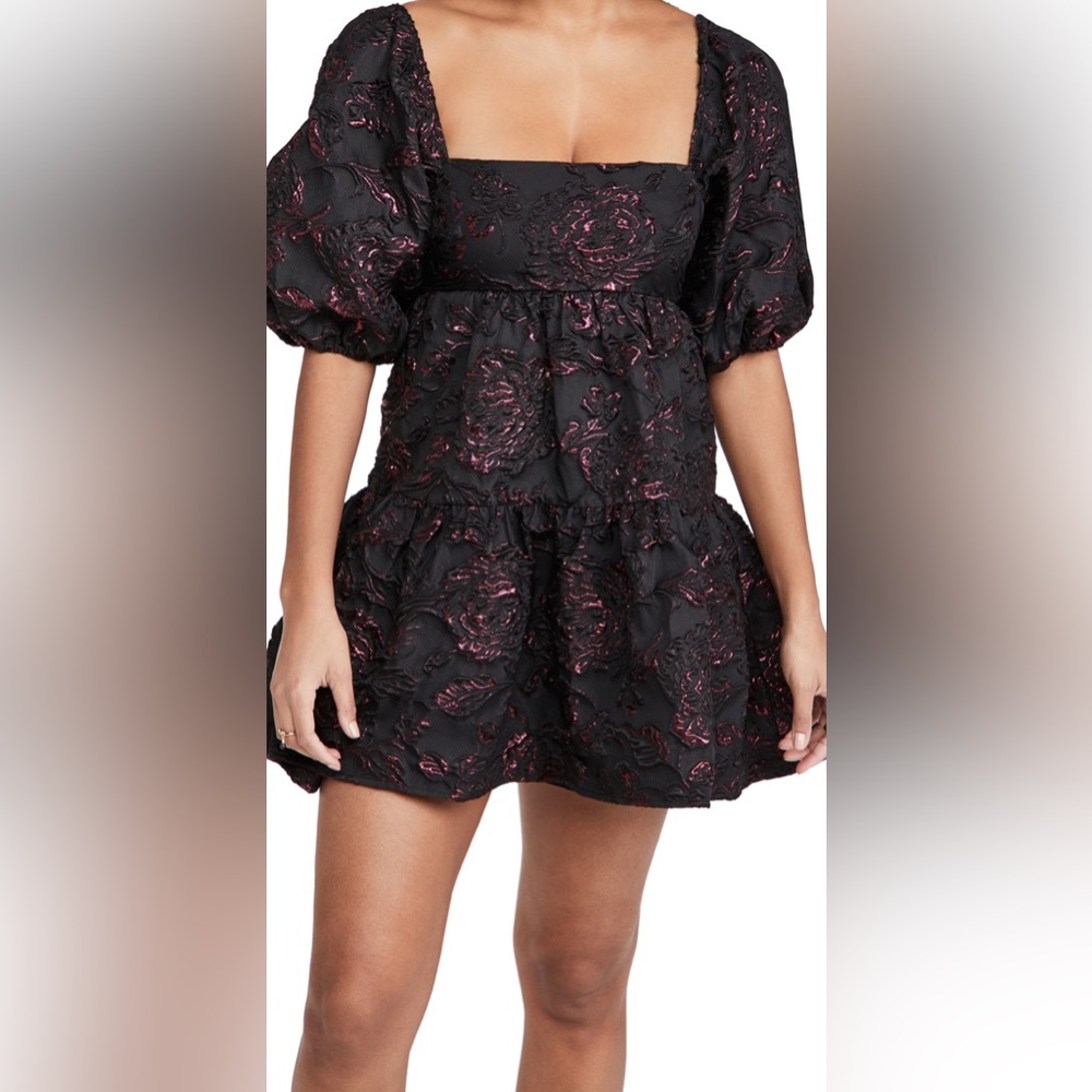 Black Metallic Floral Dress